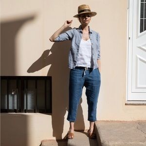 not PERFECT LINEN | LILLE collar linen shirt with 3/4 sleeves Size M